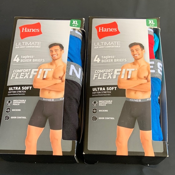 Hanes Men's Comfort Flex Fit Boxer Briefs - Black, Blue, Red - Picture 1 of 7